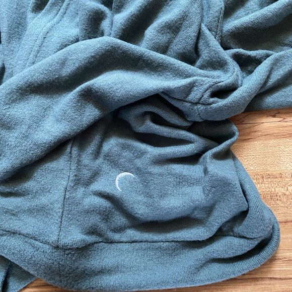 ZYIA Active L Pine Green Slouchy Short Boyfriend Knit Hoodie Lounge Soft Comfy - Picture 8 of 15